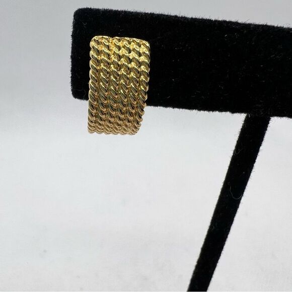 Monet Vintage Gold Tone Textured Post Earrings - Picture 4 of 5